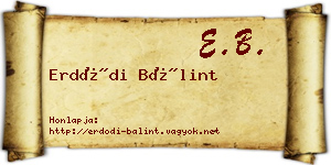 Erdődi Bálint névjegykártya
